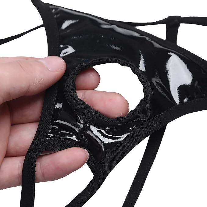 Metallic Black Patent Patent/Thong